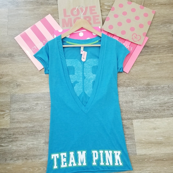 Victoria's Secret PINK Vintage Swim Cover-up V Neck Sexy Plunge Iconic Logo NWT - Picture 4 of 15